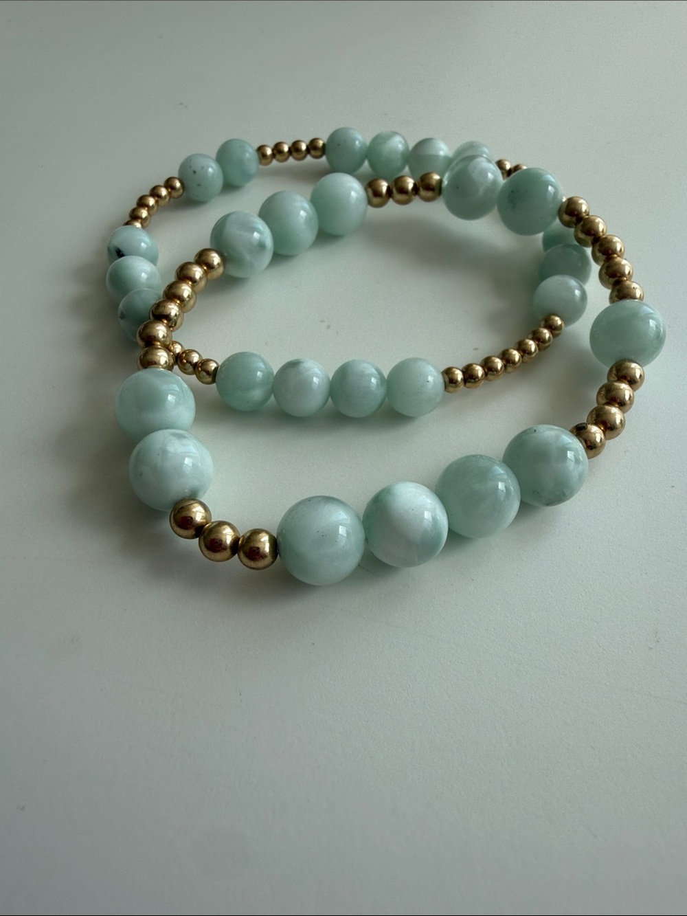 LunaGem Green Moonstone Orbital and Mini Orbital Bracelet